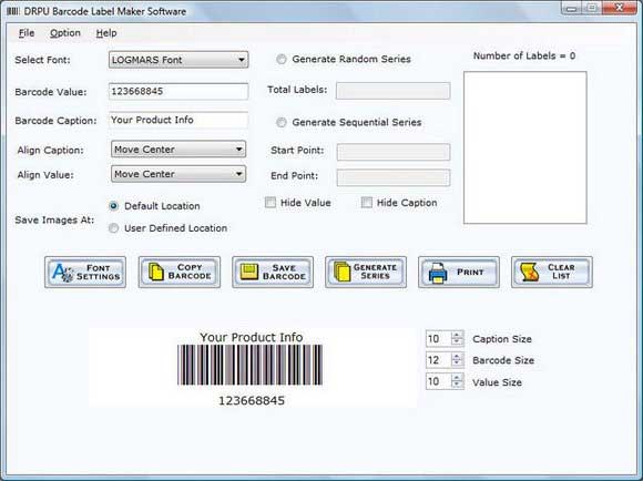 Download barcode creator application to make several customized bar code labels