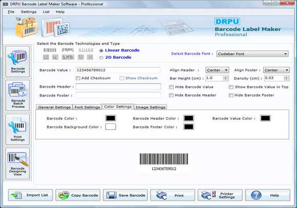 Generate Barcode screen shot