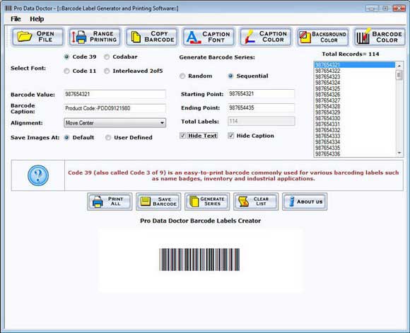 Screenshot of Barcode Labeling Software 2.0.1.5