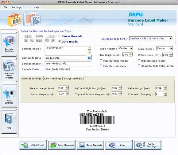 Screenshot of Barcode Software For Mac OS X