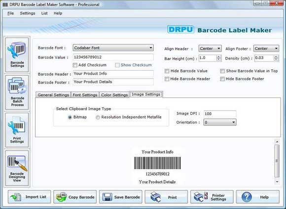 Screenshot of Professional Barcode Software