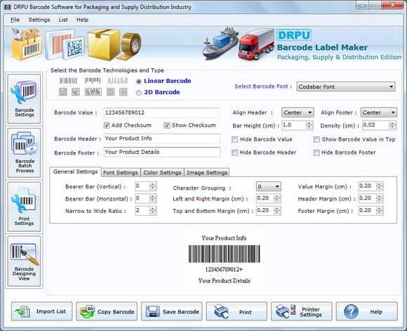 Screenshot of Barcode for Packaging Industry