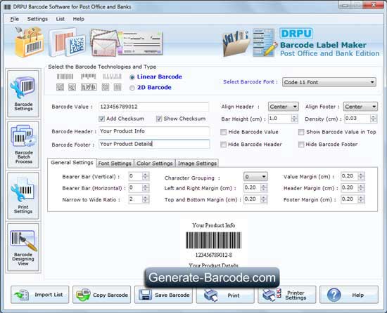 Screenshot of Post Office Bank Barcode