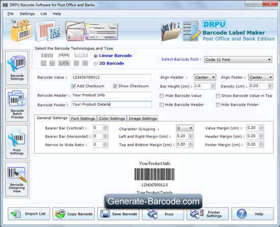 Post Office Bank Barcode