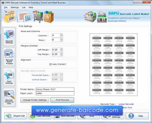 Screenshot of Inventory Barcode
