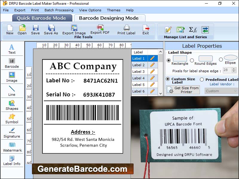 Screenshot of Barcode Generator Utility 7.3.0.1