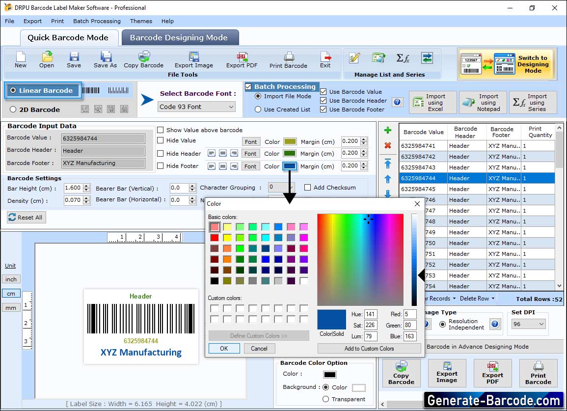 Professional Edition - Software zur Barcodeerstellung