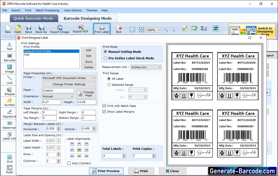 Gesundheitswesen Barcode Maker Software