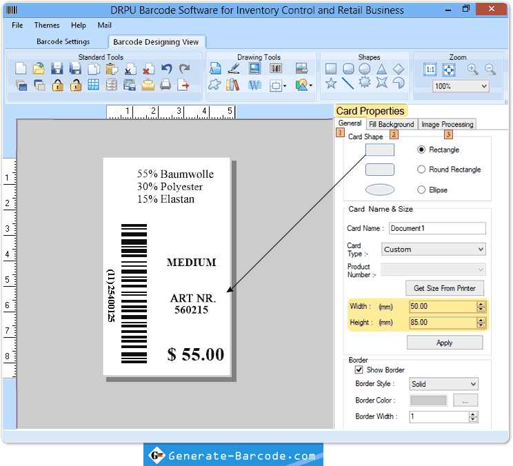 Inventory Control Software zur Barcodeerstellung