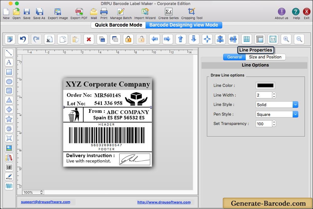 Mac Barcode Software - Corporate Edition