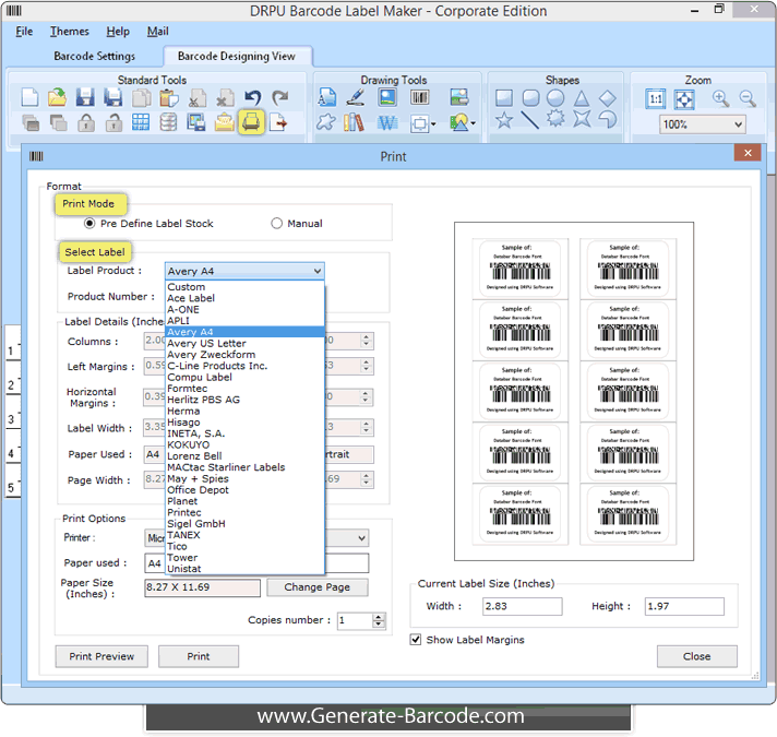Barcode Maker Software - Print Mode