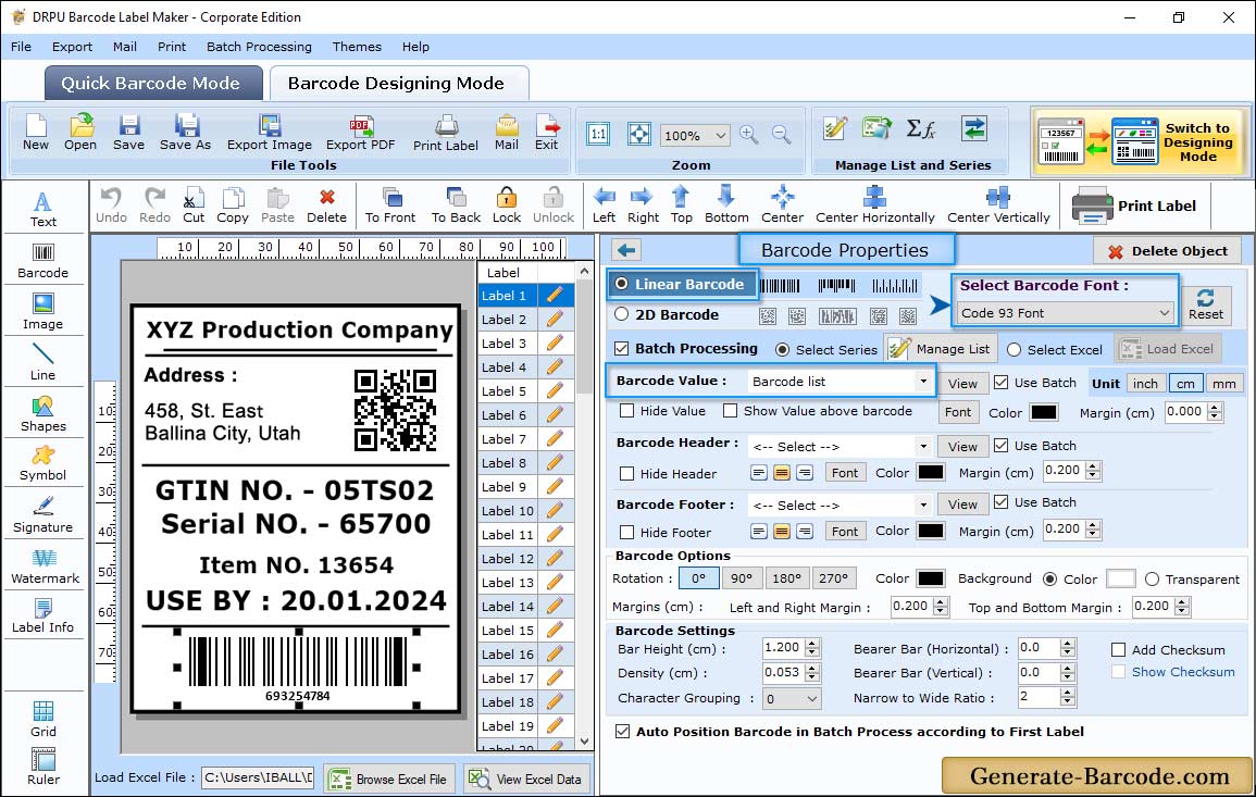 Codabar Barcode