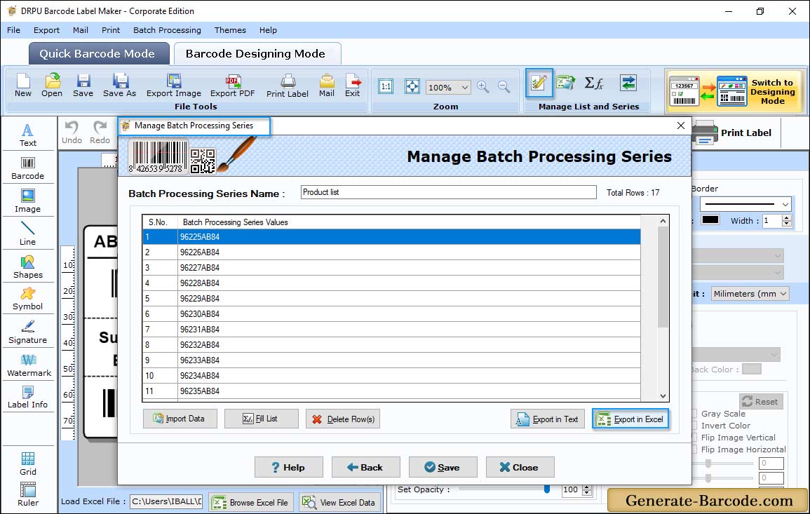 Batch Processing with Barcode Designing View