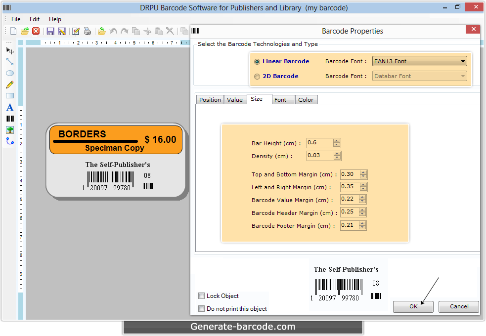 Publisher Library Barcode Software screenshots barcodes creator