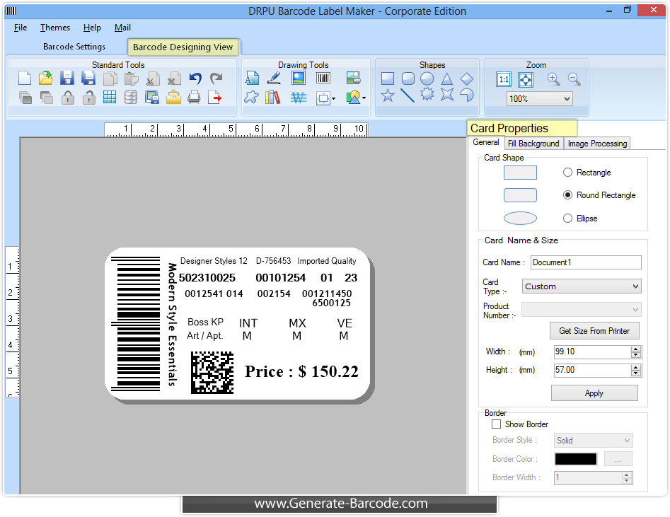 Barcode label maker tool