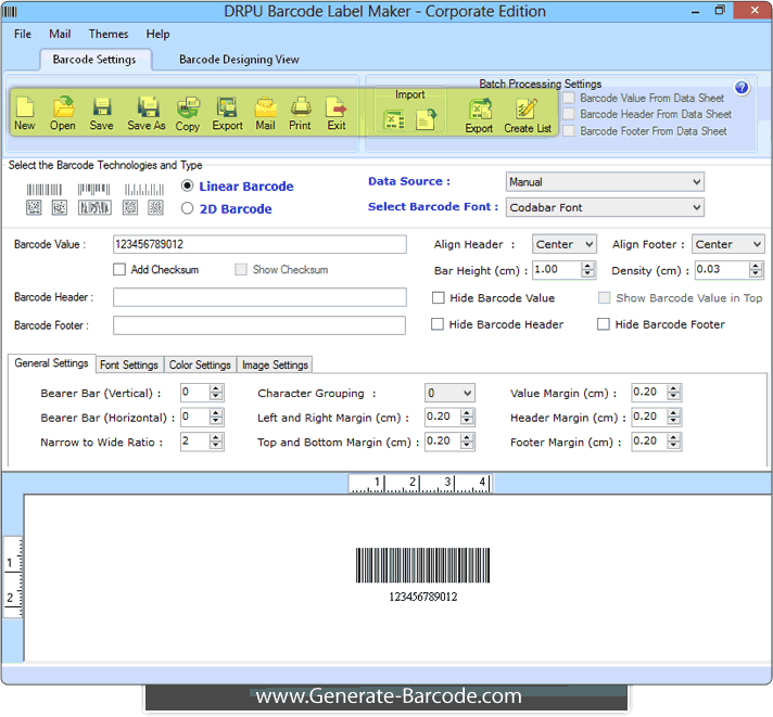 Barcode Maker Software - Barcode Settings