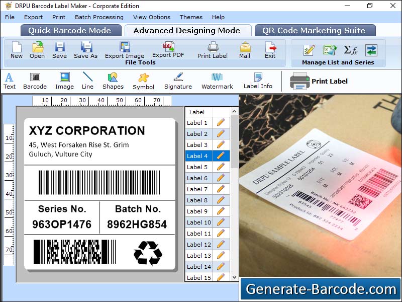 Screenshot of Generate Barcode Software 11.3.9.1