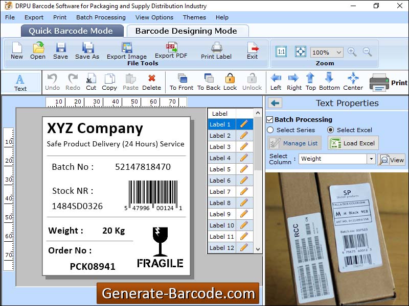 Screenshot of Generate Packaging Barcode 11.3.9.9