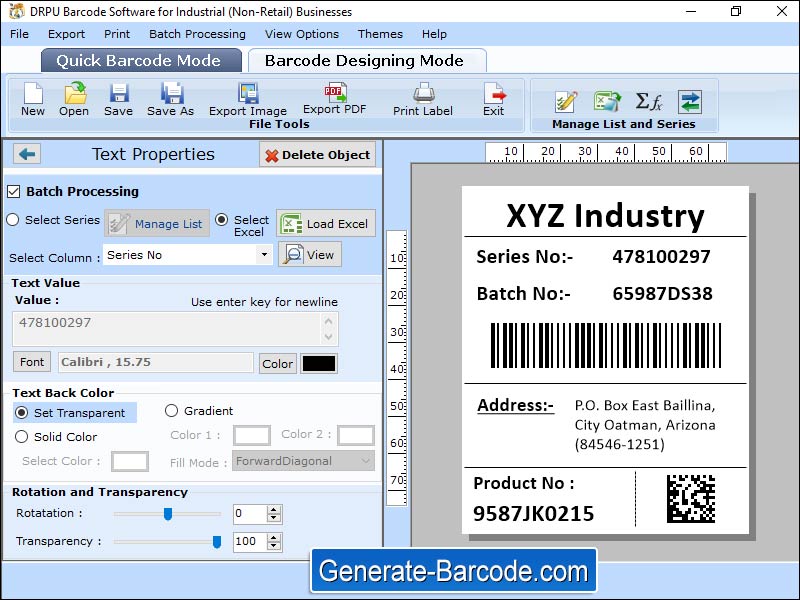 Screenshot of Industrial Barcode Labels Software 11.3.3.3