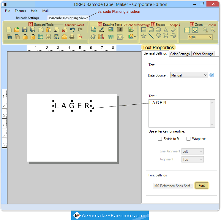 Barcode-Einstellungen - Barcode Software