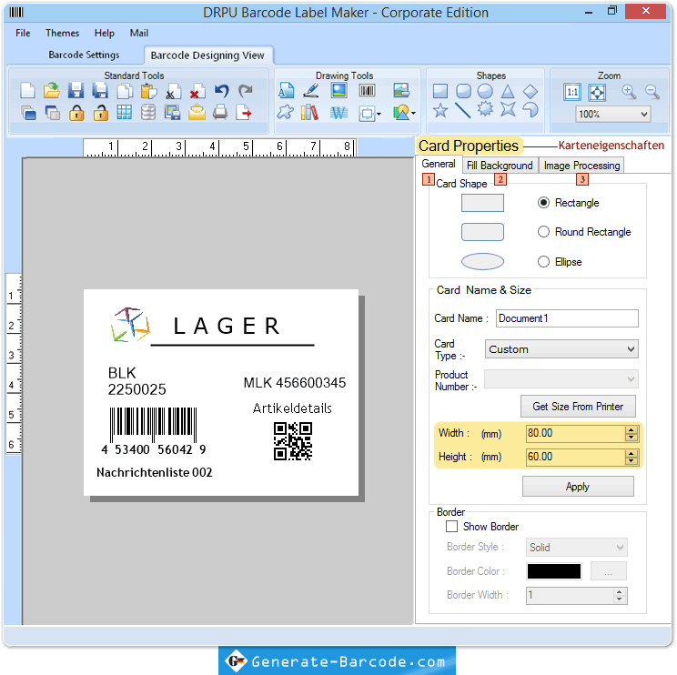 Kopieren und einfügen Barcodes - Barcode-Einstellungen
