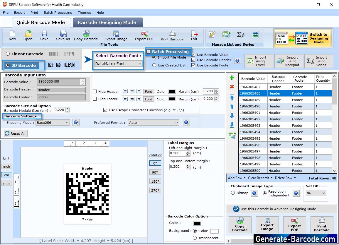 Healthcare-Industrie Barcode-Software