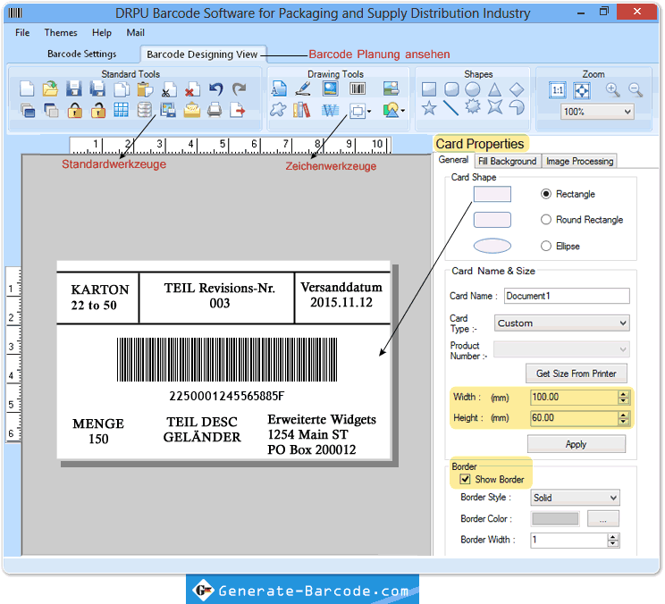 Verpackung Verteilung Barcode Software