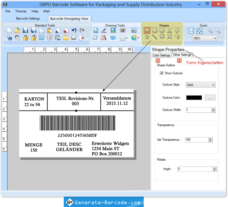 Verpackungsindustrie Barcode-Software
