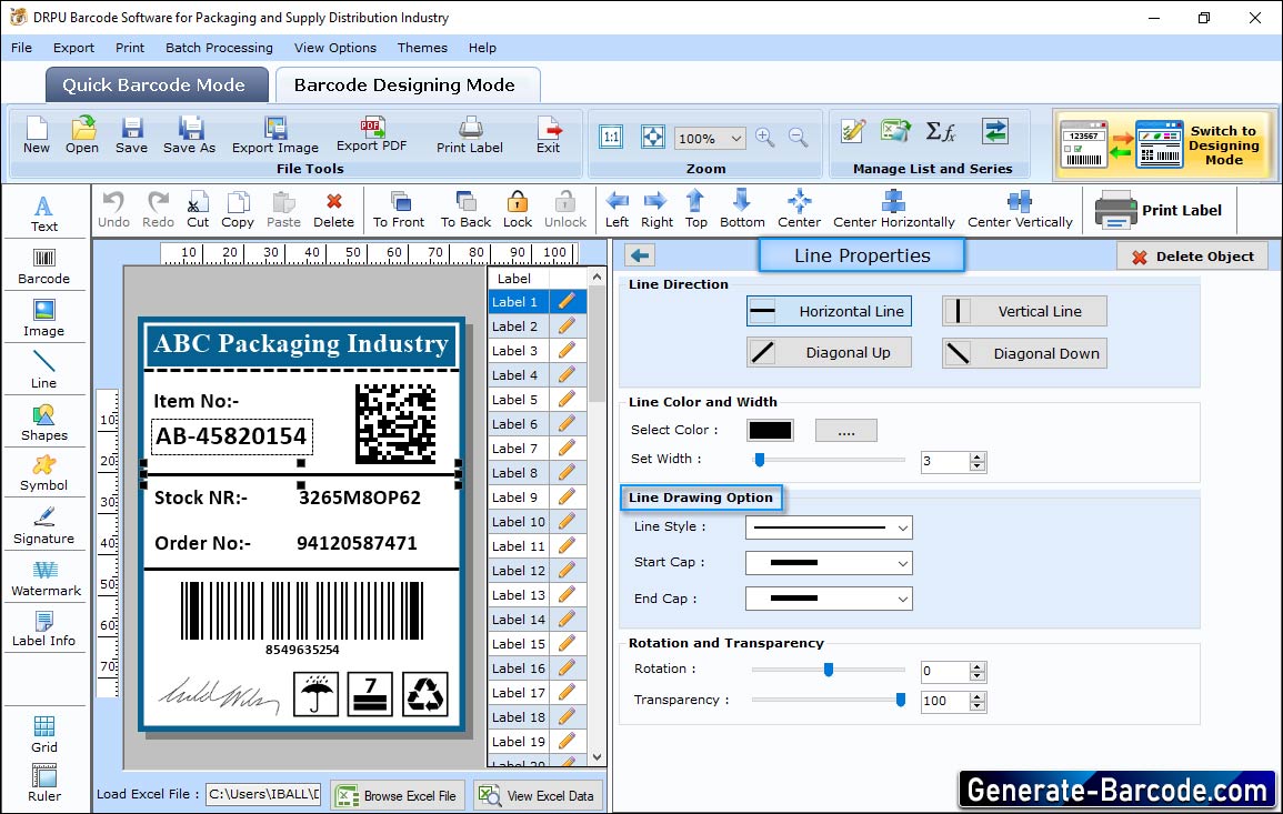 Verpackung Verteilung Barcode Software