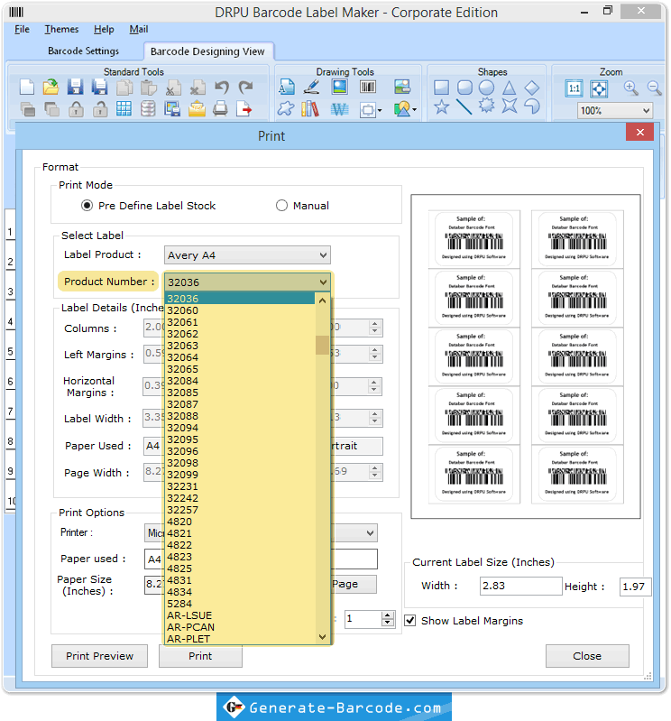 Pre definieren Etikettenmaterialien - Produktnummer