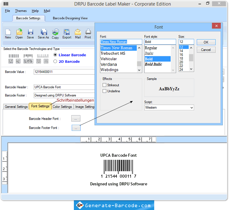 Software zur Barcodeerstellung - Barcode-Einstellungen