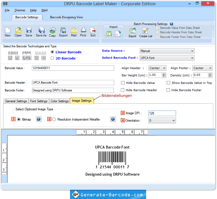 Design-Barcodes mit Barcode-Einstellungen