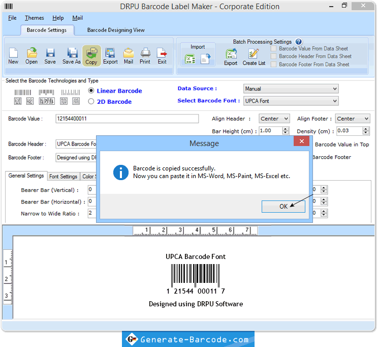 Kopieren und einfügen Barcodes - Barcode-Einstellungen