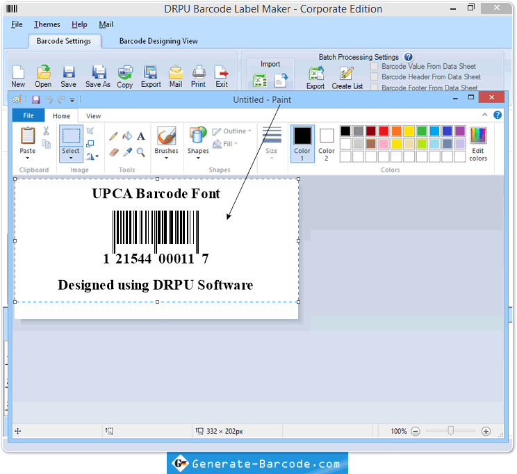 Fügen Sie Barcode auf MS-Paint