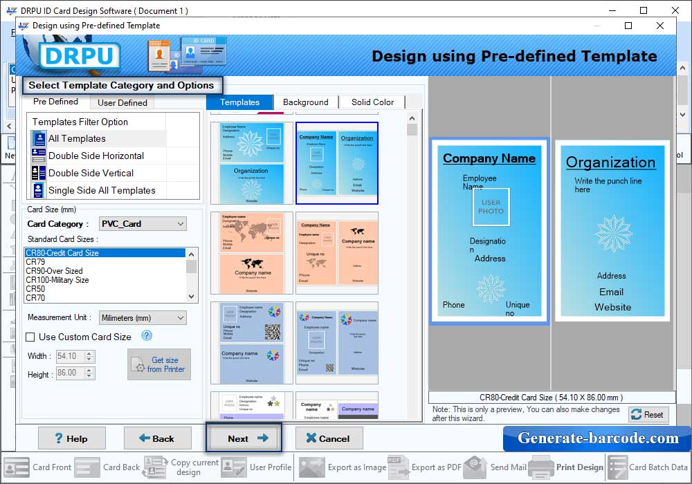 Software de diseño de tarjetas de identificación