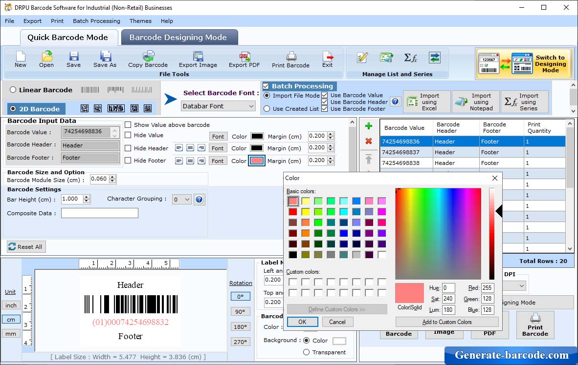   Software de códigos de barras para almacenamiento industrial