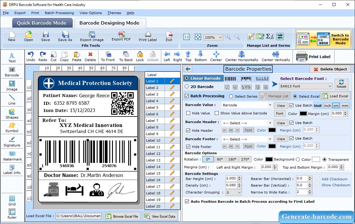 Propriétés du code à barres