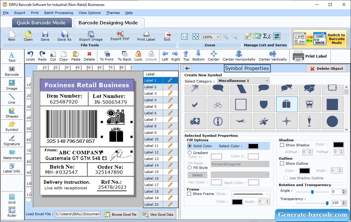 Logiciel de codes-barres pour l'entreposage industriel