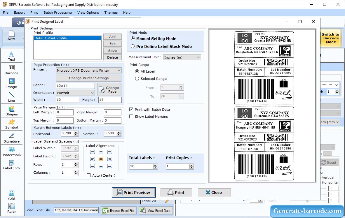 Mode d'impression de codes-barres