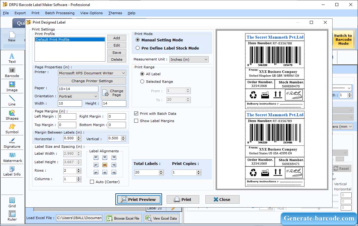 Mode d'impression de codes-barres