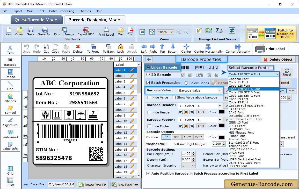 Barcode Properties - Value