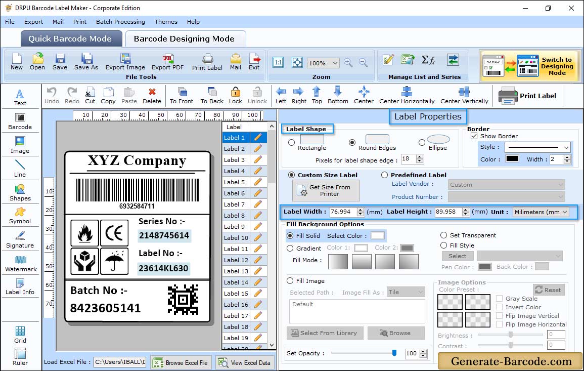 Aztec label Properties