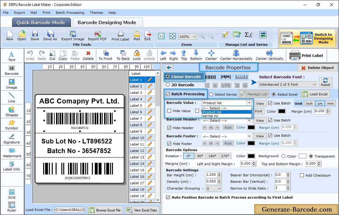 Barcode Properties - Data Source