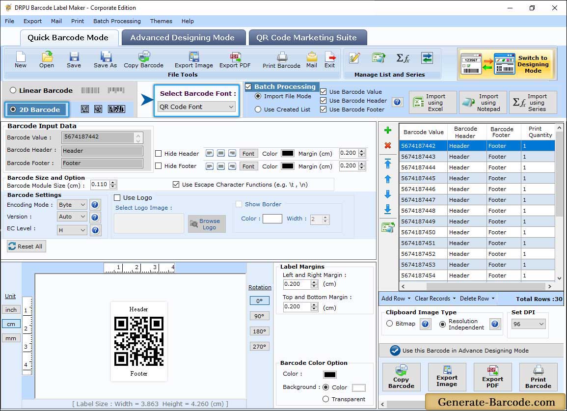 Corporate Barcode Software Design Mode