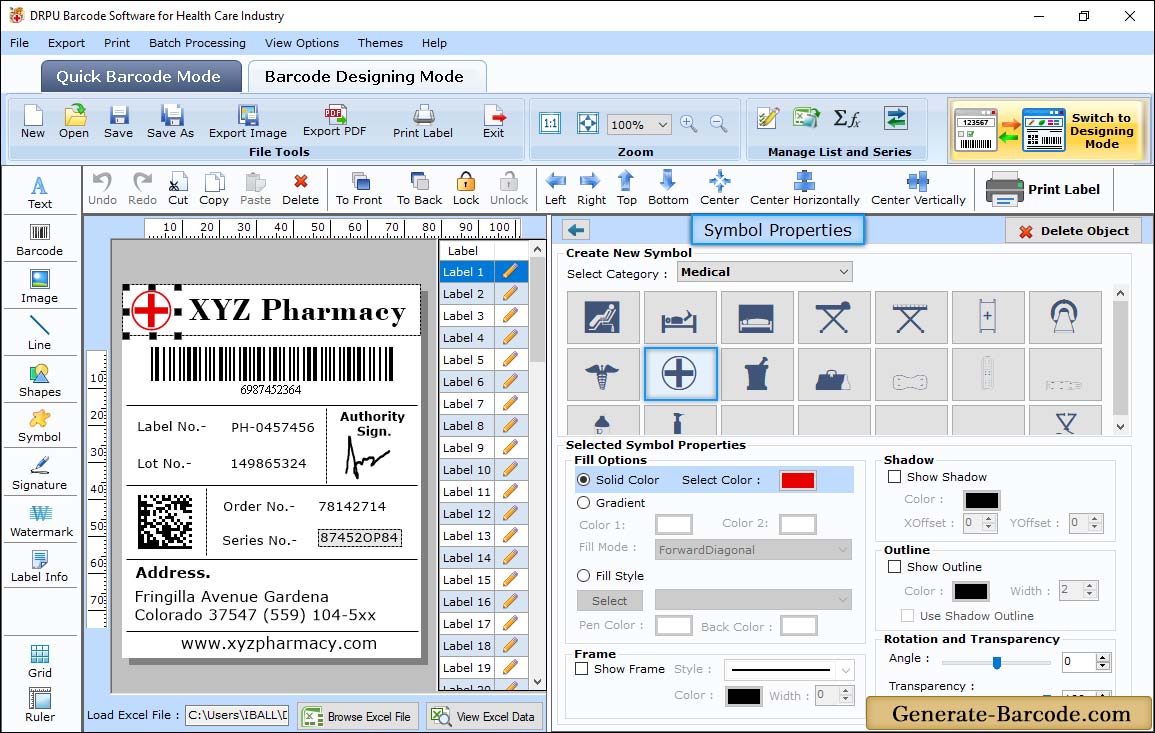 Healthcare Industry Barcode Symbol