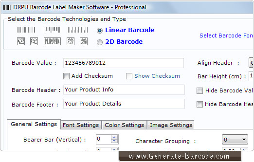 Barcode generator program