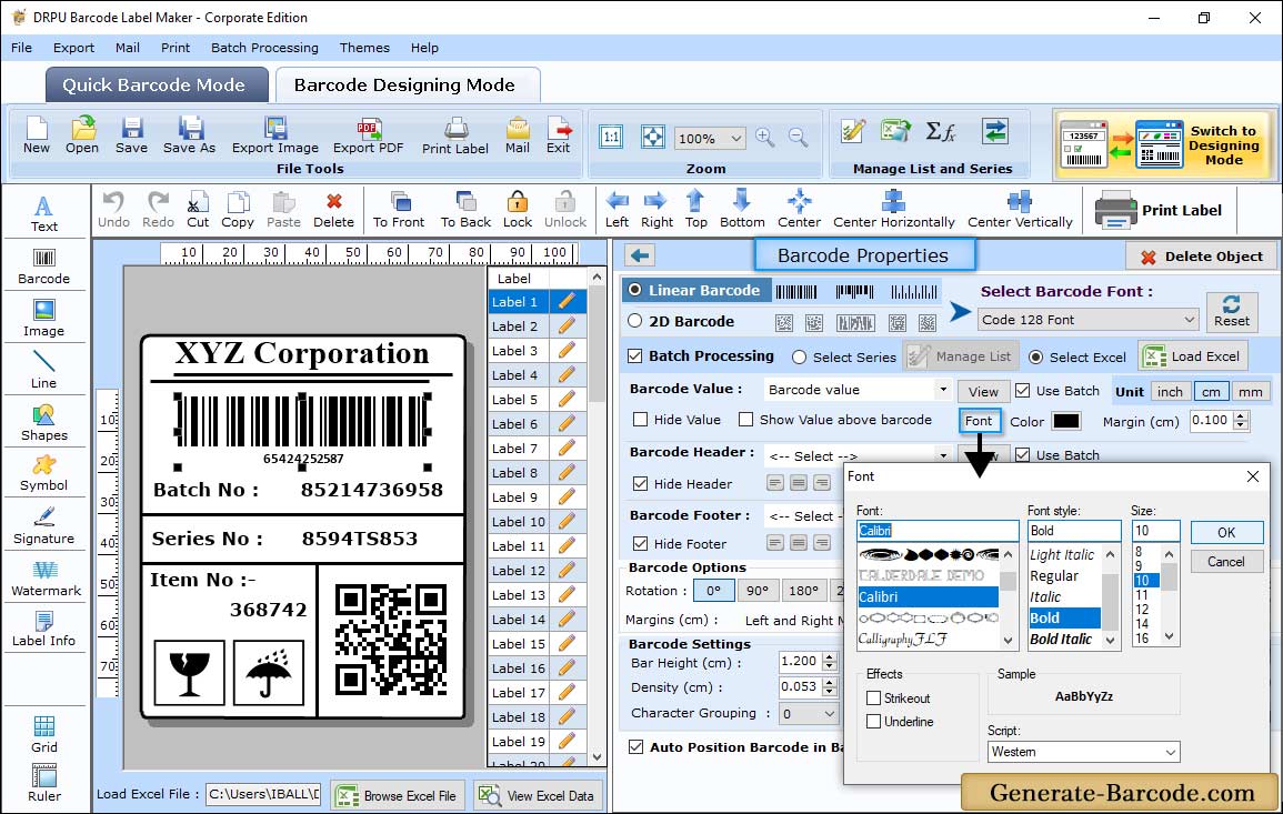 Barcode Designing View Procedure