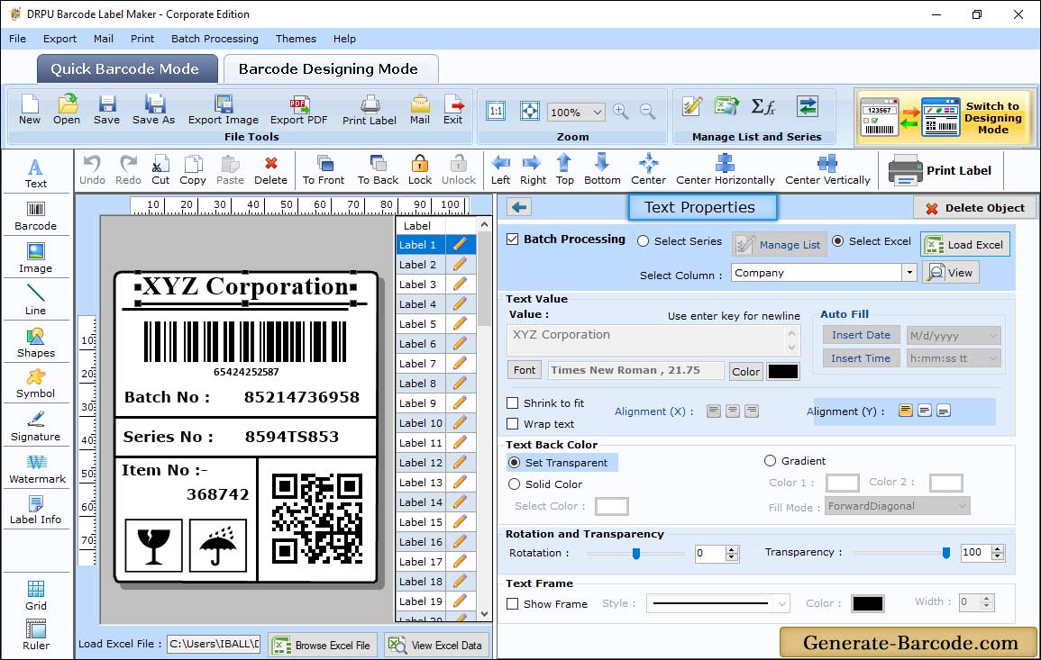 Barcode Text property