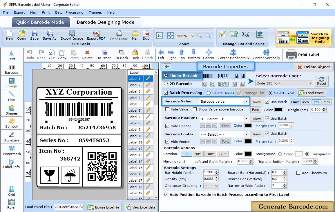 barcode value property
