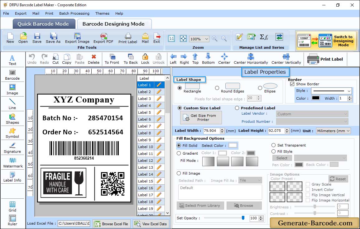 label Properties